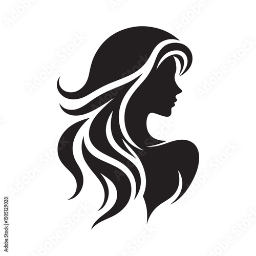 beautiful woman vector silhouette clip art logo design illustration