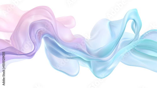 Abstract flowing fabric in pastel colors against a black background evoking fluidity and grace for graphic design isolated, transparent, white, backgrounds, png, cut out, clipping, path, social media