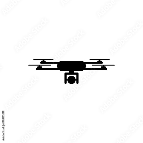 Vector illustration of a mini drone icon with camera, shown in silhouette styles. Ideal for technology, aviation, or delivery-themed graphic design and UI elements.