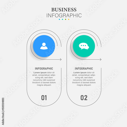 Modern Infographic Vector Futuristic Template. 2 steps timeline graphic.
