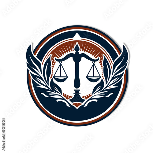 Law or advocate logo with pillars of justice symbol , creative logo isolated on  white background.