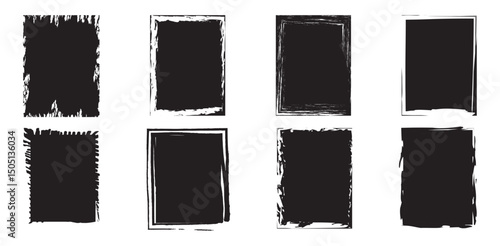  Filled Grunge Rectangles Vector Set: Distressed Solid Shapes.