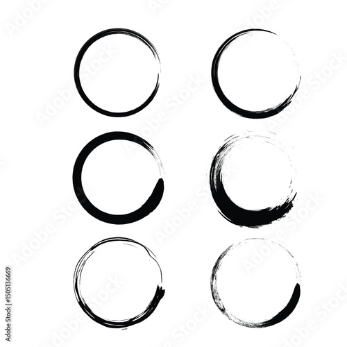 Unique Circular Brush Stroke Vector Designs for Creative Projects.