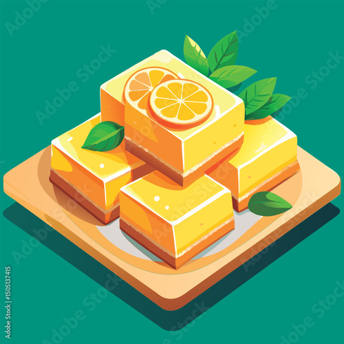 Delicious lemon squares on a plate.
