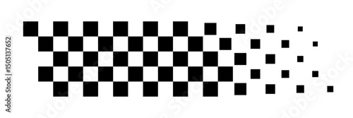 Racing flag background. Diagonal checkered flag pattern in black and white with a fading effect. Classic racing theme for motorsport textiles, banners, graphic, designs. Abstract vector illustration.