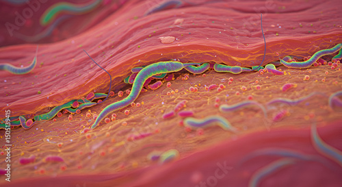 Onchocerca volvulus skin snip showing microfilariae photo