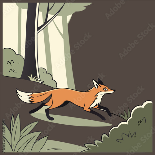 Running Cartoon Fox 