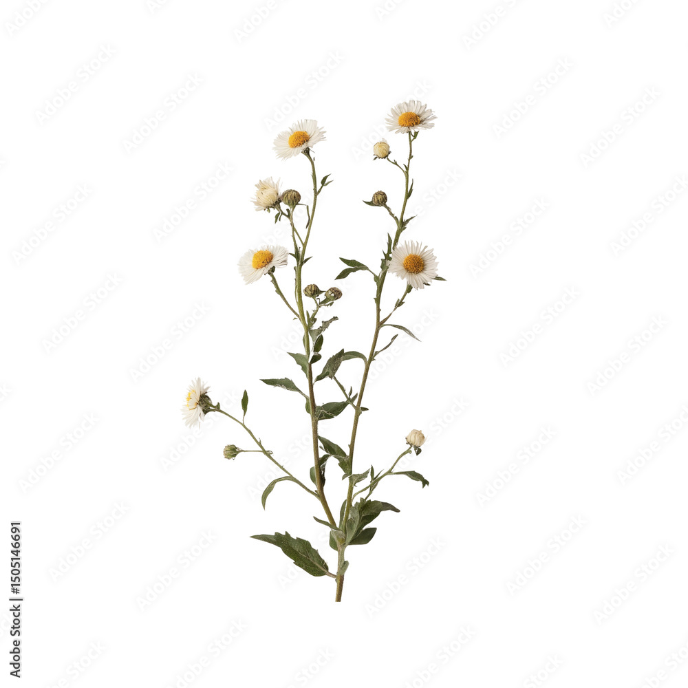 Fototapeta premium Delicate White Wildflowers on Transparent Background