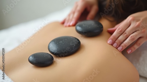 Hot stone massage therapy in luxury spa