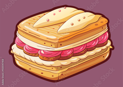 Vector illustration of a Yummy layered dessert sandwich.