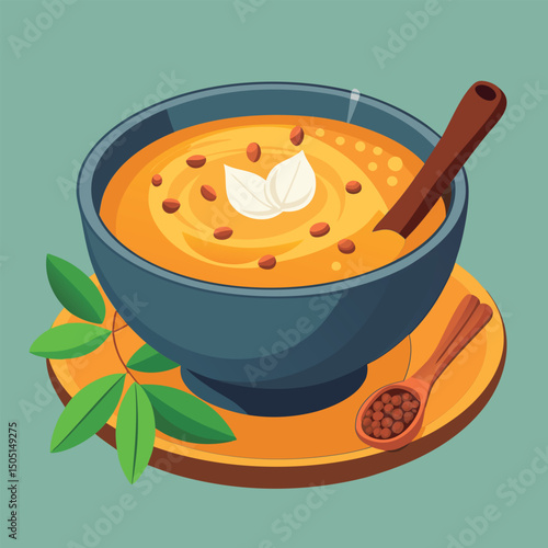 Creamy pumpkin soup with spices.