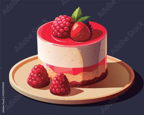 Delicious berry cake on a plate.