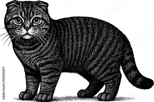 Scottish Fold vector black silhouette print design