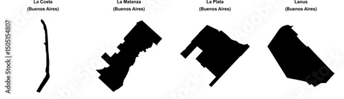 La Costa, La Matanza, La Plata, Lanus outline maps