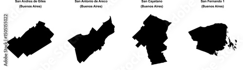 San Andres de Giles, San Antonio de Areco, San Cayetano, San Fernando 1 outline maps