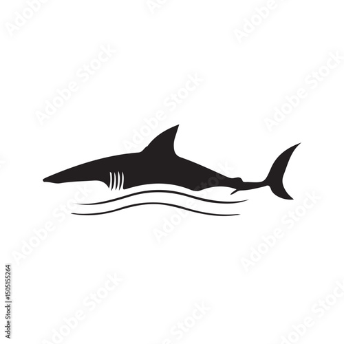 Vector illustration of a star shark swimming in the sea with blue water background and underwater elements isolated on white background.