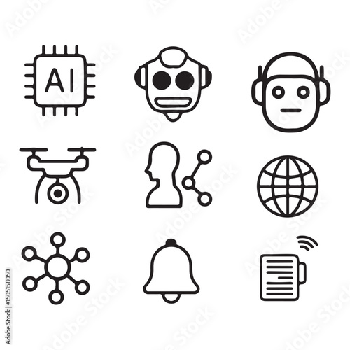 Artificial Intelligence and Communication Icons