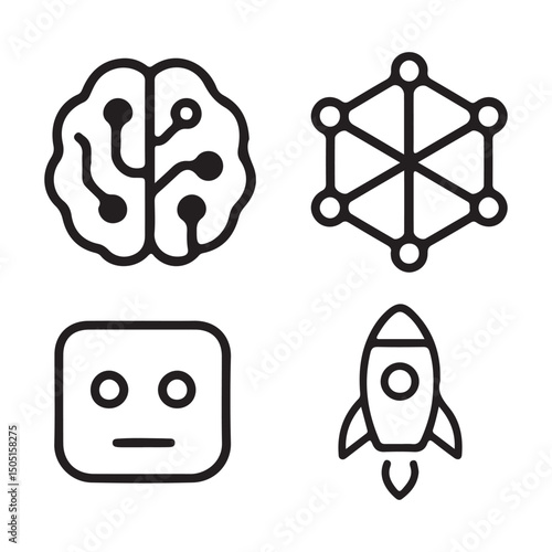  Artificial Intelligence and Tech Line Icons