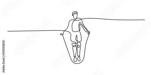 Skipping rope single line. Exercise vector. Active lifestyle. Gym workout.