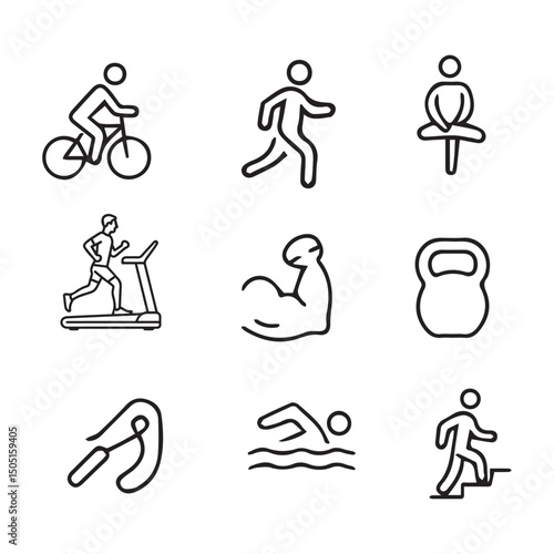 Fitness and Workout Line Icons Set