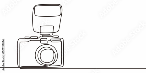 Flashing Camera Continuous Line, Photo Shooting Memories Art