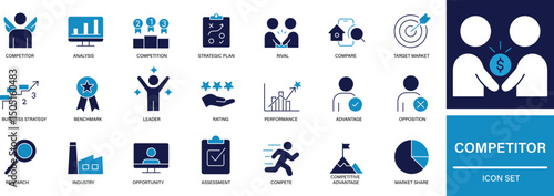 Competitor Icon Set competitor, business strategy, market analysis, competition, target market,.