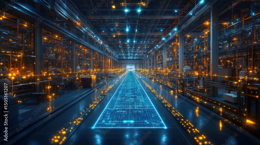 Fototapeta premium Futuristic Factory: A Digital Innovation Pathway