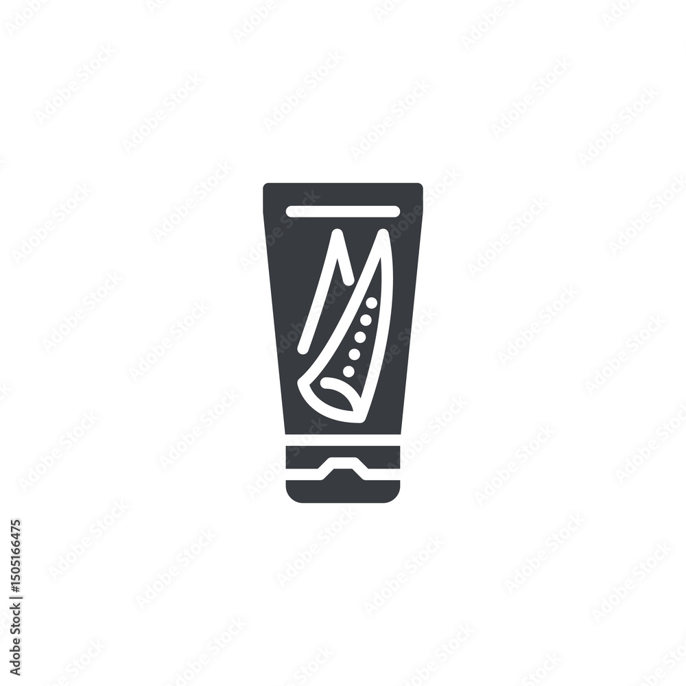 Tube with aloe vera leaf vector icon Tube with aloe vera leaf vector icon