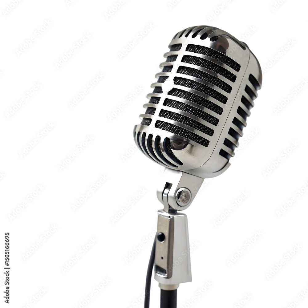 Fototapeta premium Isolated Transparent PNG of Retro Microphone for Studio Design