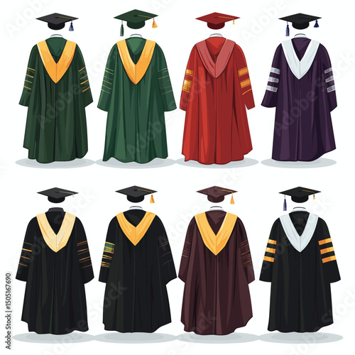 Diverse graduation gowns design collection