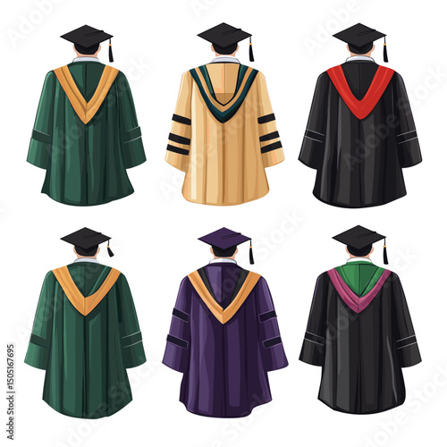 Diverse graduation gowns design collection