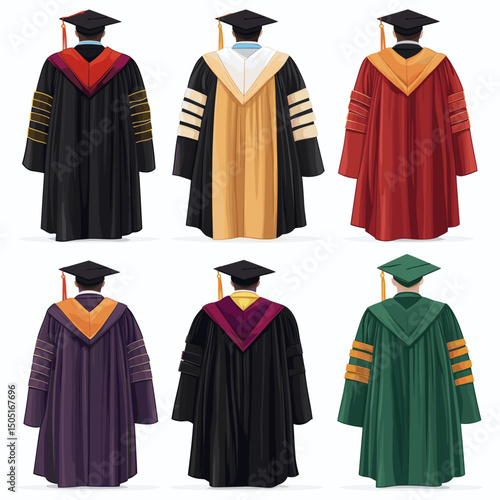 Diverse graduation gowns design collection