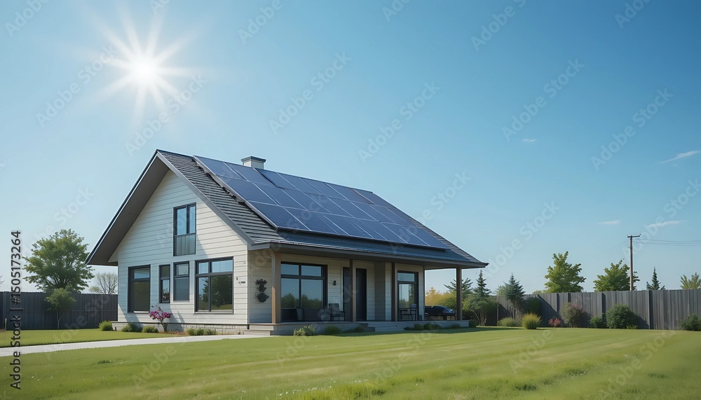 home with solar panels on the roof. Sustainable and clean energy at home home with solar panels on the roof. Sustainable and clean energy at home