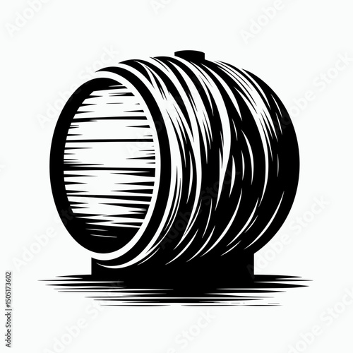 Wine barrel icon in brush style