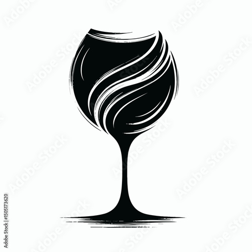 Elegant wine glass with swirl decoration