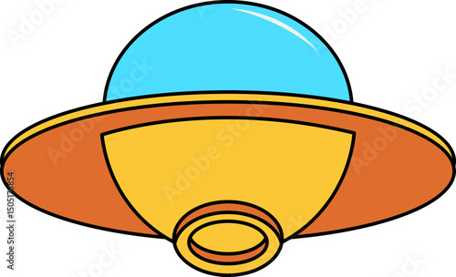 Retro Alien Spaceship Element