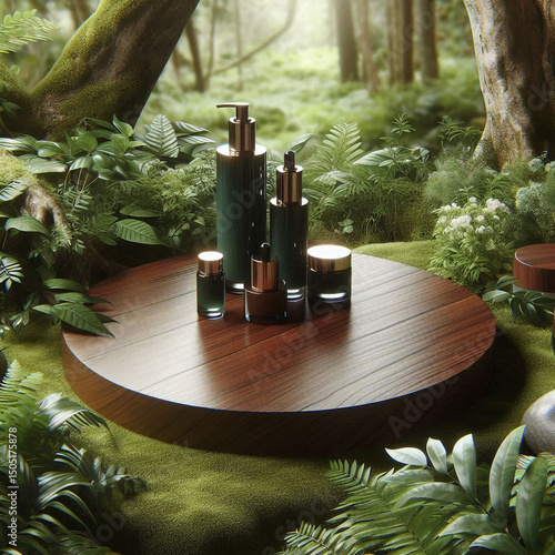 Modern podium perfect for showcasing luxury beauty products.