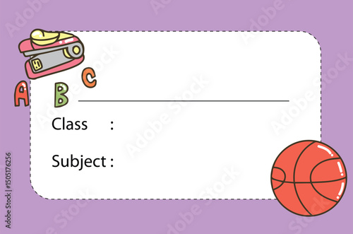 Name label school design.Name tags, name cards for kids, school name tags.Name tag for kids with funny aliens monster character and place for text set vector illustration. Empty note for childish kind