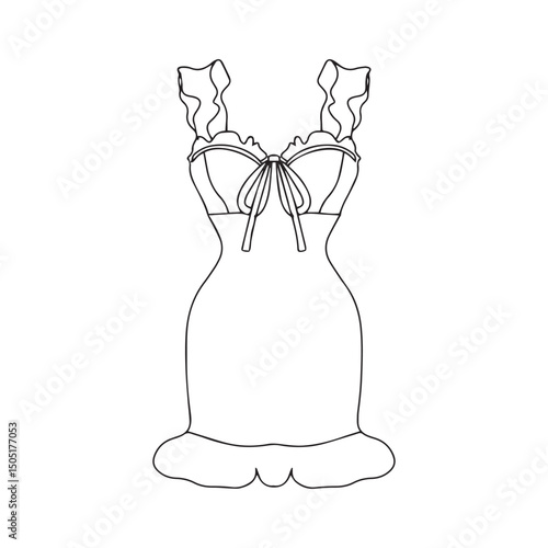 outline or coloring bok mini dress party, swirls,wave, elegant