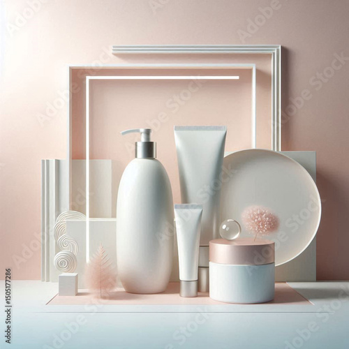Modern podium perfect for showcasing luxury beauty products.