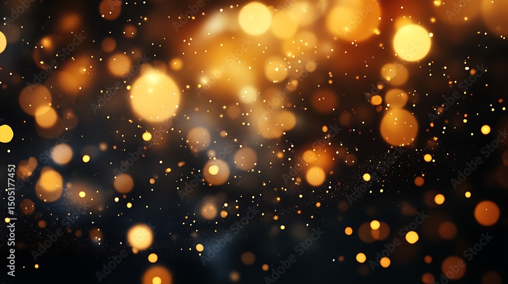 Obraz premium Beautiful Bokeh Effect with Warm Orange and Yellow Lights, Soft Focus Background with Sparkles for Elegant and Artistic Design