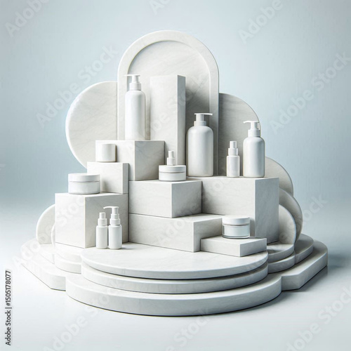 Modern podium perfect for showcasing luxury beauty products.