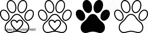 Cute paw prints with hearts pet love design