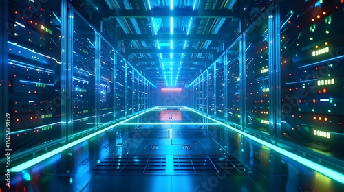 Data center server room it network infrastructure internet hosting cloud computing technology system storage