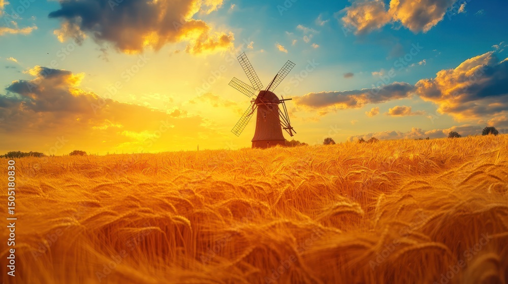 Fototapeta premium Golden Hour at the Windmill