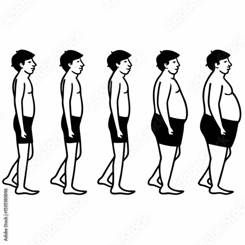 Thin to overweight transformation in sequential outlined bodies