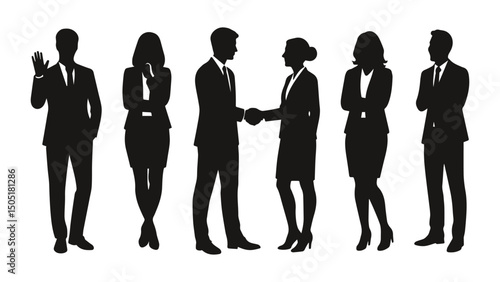Silhouette Of People Business Businessman  Businesswoman Vector Set Collection For Career Success Work And Job Business Teamwork Isolated Silhouettes