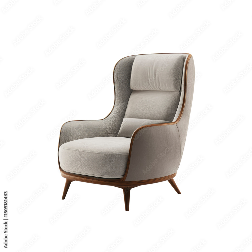 Modern Beige Upholstered Armchair with Wooden Legs - Comfortable Lounge Chair for Home Decor Modern Beige Upholstered Armchair with Wooden Legs - Comfortable Lounge Chair for Home Decor