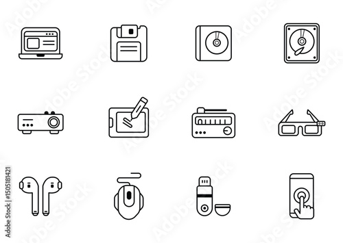Collection of Essential Digital Technology Icons