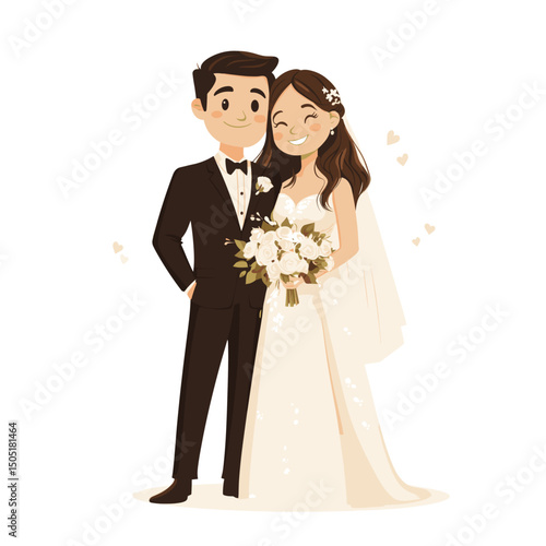 Happy couple wedding illustration